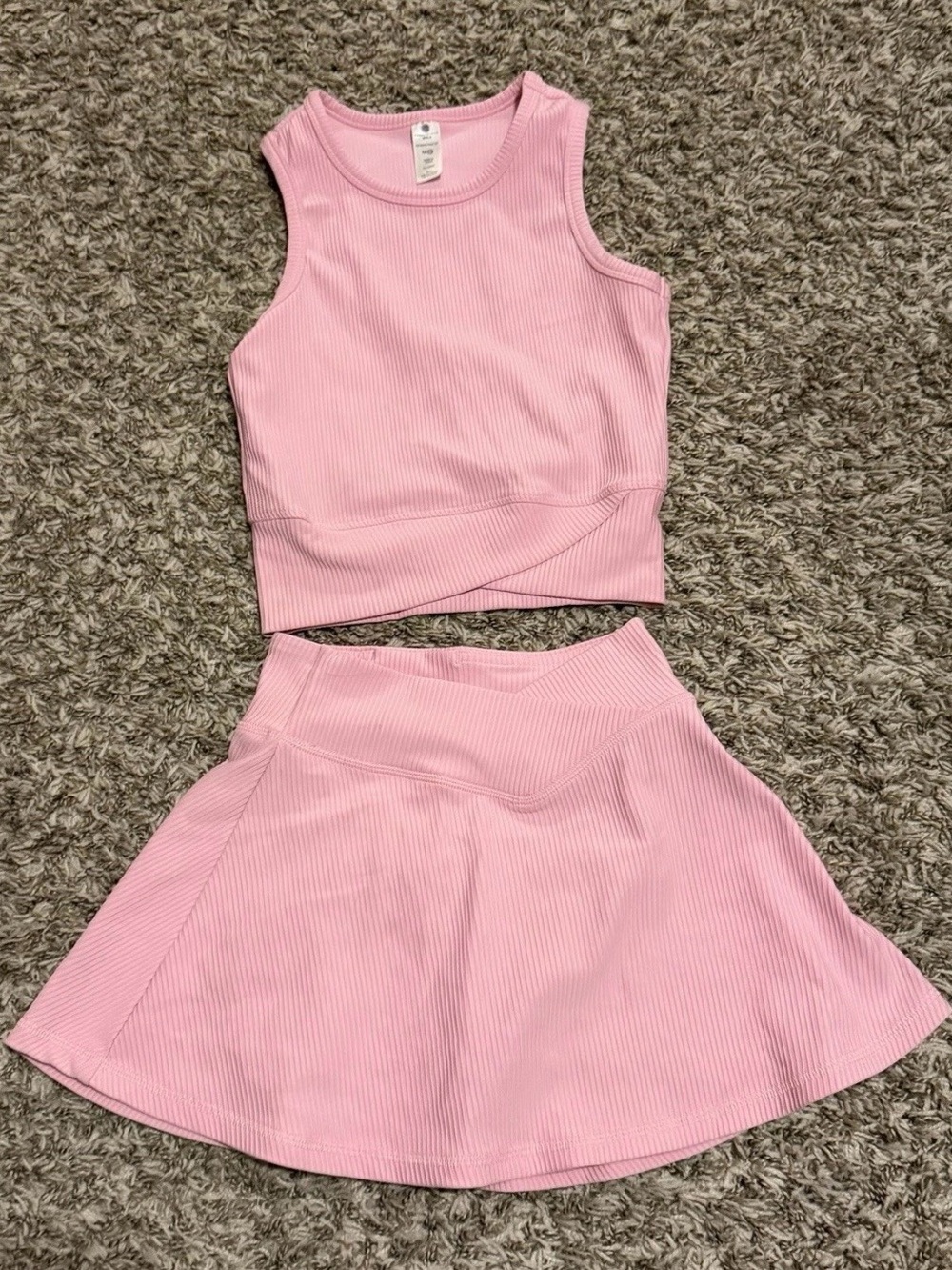 Girls Pink Tennis outfit, top, Skort Skirt M 10 Yogalicious Girls